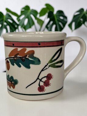 Vintage Hartstone Pottery Stoneware Mugs Woodland Acorns Leaves Berries 1980’s